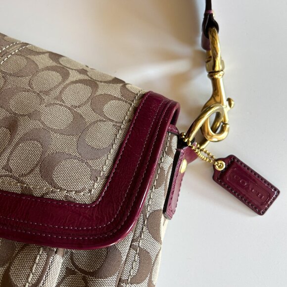 Vintage Y2K Coach Legacy Ali Purple Signature Canvas Flap Shoulder Bag F12857 - Picture 3 of 10